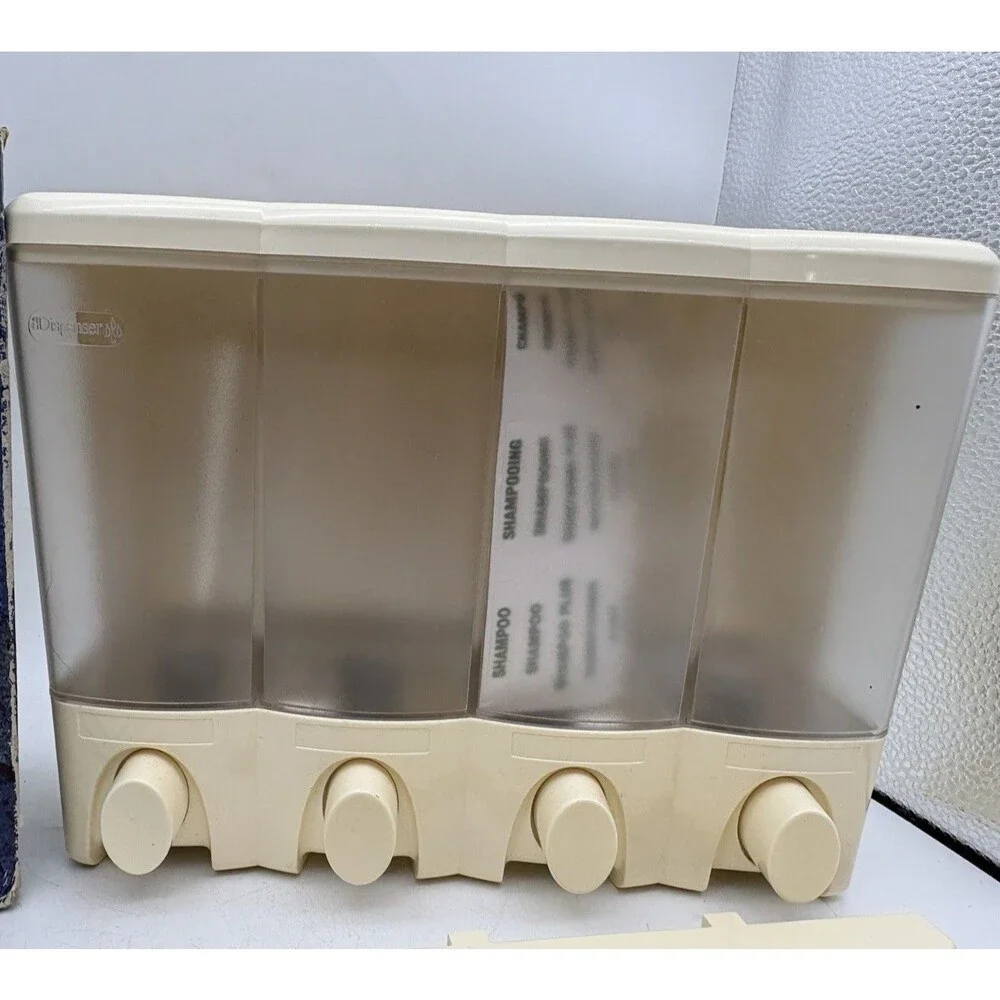 NOS The Dispenser Clear Choice 4 Chamber Shower Dispenser Wall Mount NIB